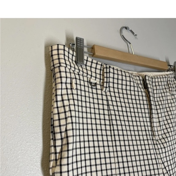 Anthropologie Essential Slim Trouser Crop Pants Ivory Black Check Womens Sz 10 - Picture 6 of 14